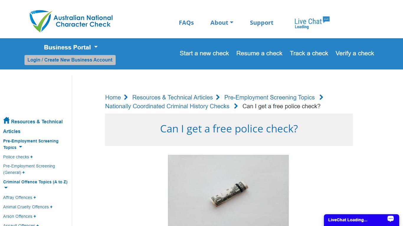 Can I get a free police check? - Australian National Character Check